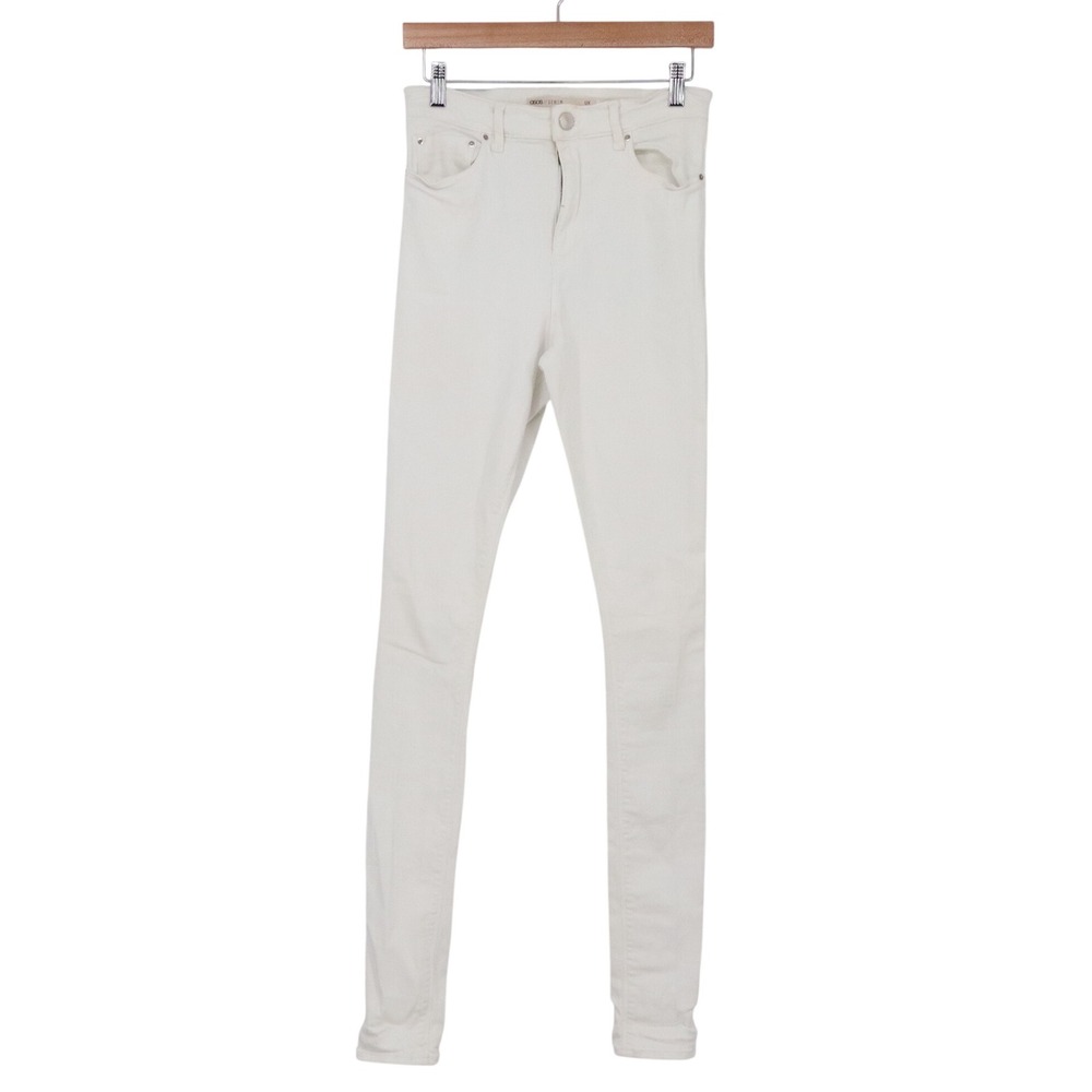 ASOS Jeans Women 28/38 Skinny White Stretch High Rise Long Inseam Good